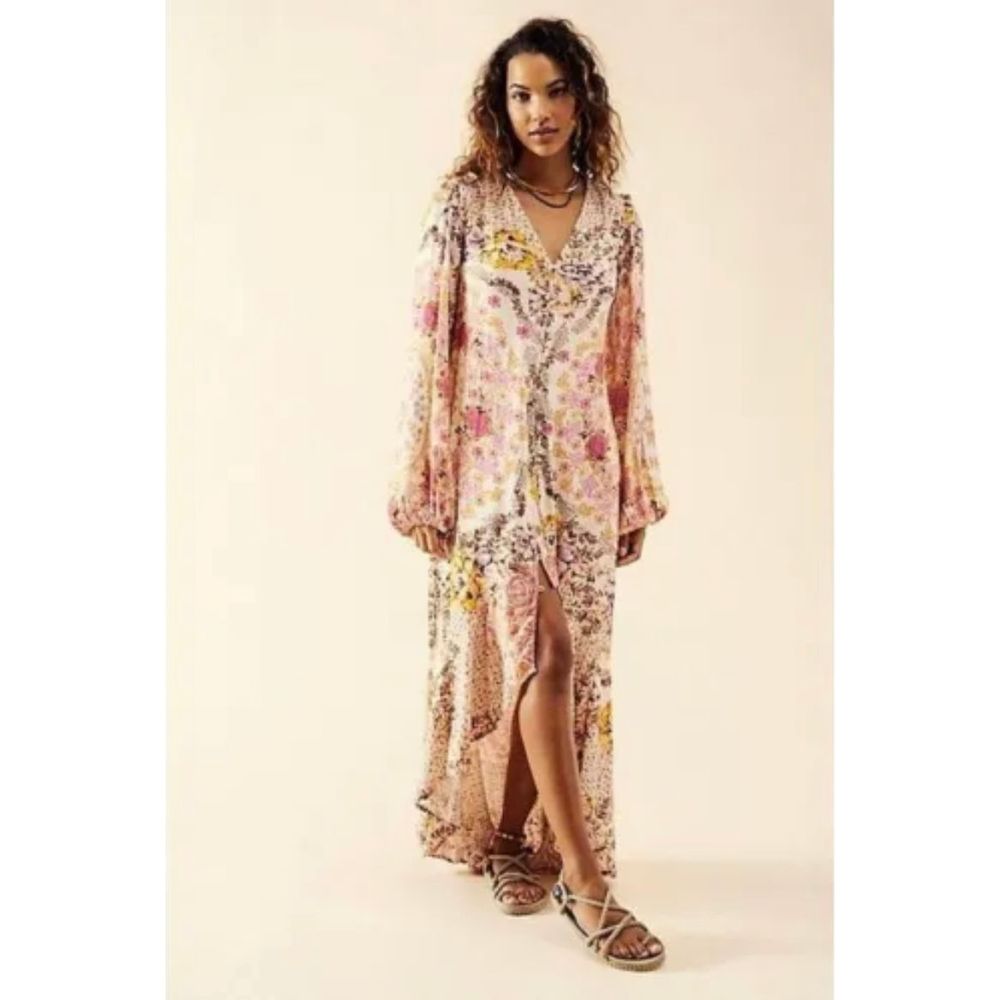 Free People Pink Floral High-Low Maxi Dress